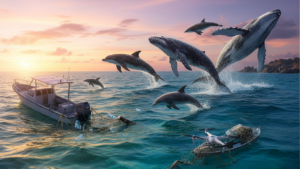 Imagem ilustrativa sobre Falta de regulamentação do ecoturismo afeta migração de baleias e golfinhos