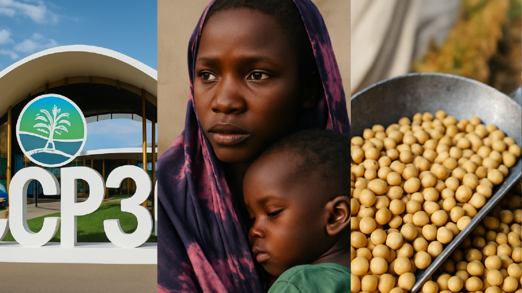 Imagem ilustrativa sobre Food Tank’s Weekly News Roundup: COP30 in Brazil, UNHCR Reports on Climate Displacement, and China R